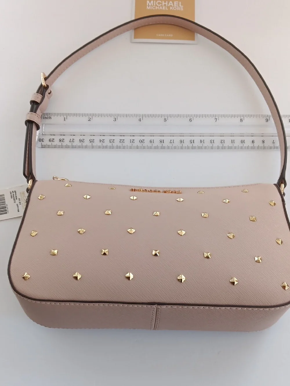 NWT Michael Kors Jet Set Medium Blush Pink Studded Pouchette Leather Bag